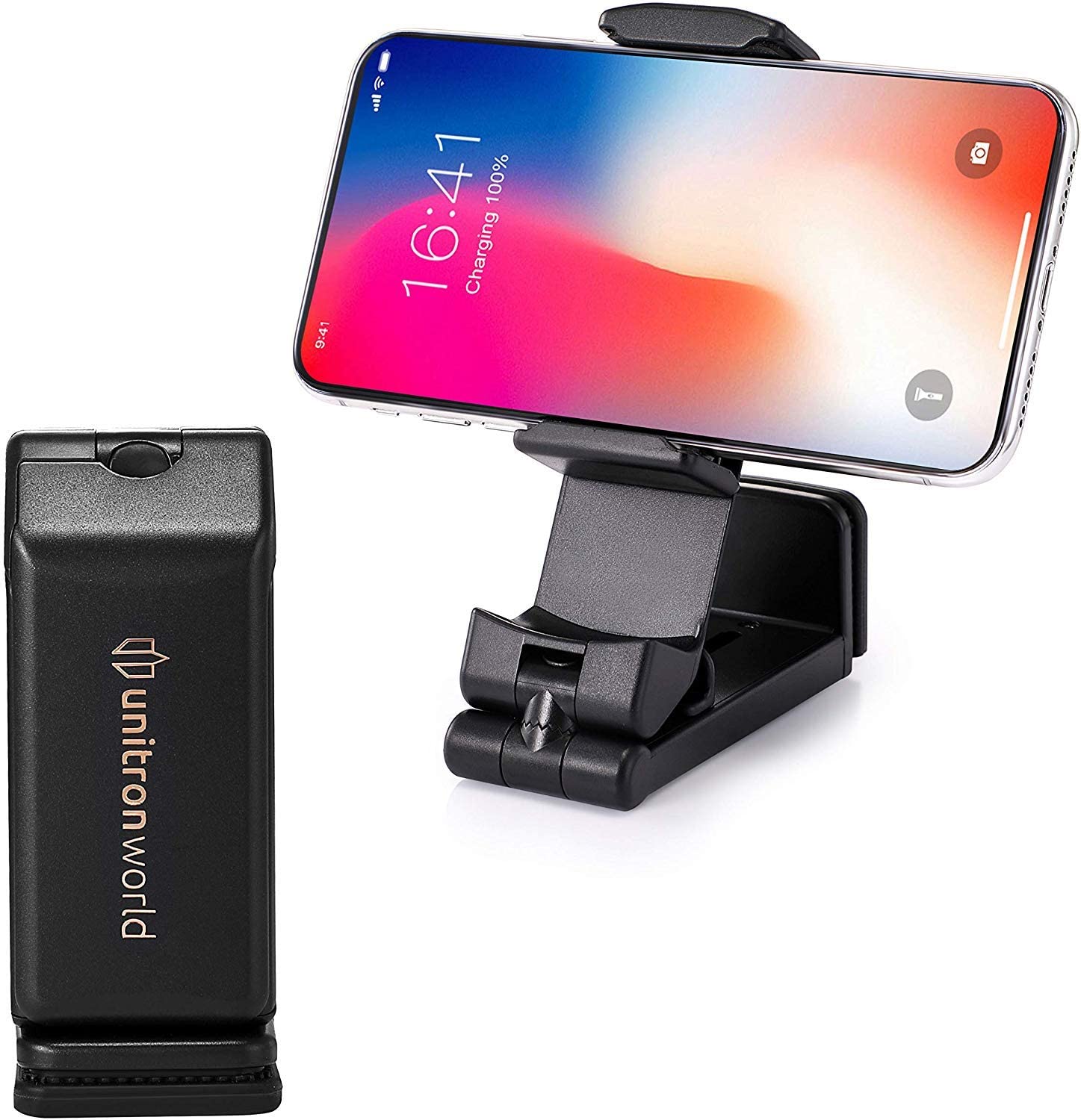 unitron world Cell Phone Stand Portable Phone Holder for Desk Airplane Flight Bed Adjustable Compatible with iPhone 12 Pro Max Mini SE2 11 X XS MAX XR 8 7 Android Phone Pixel Samsung Galaxy Note
